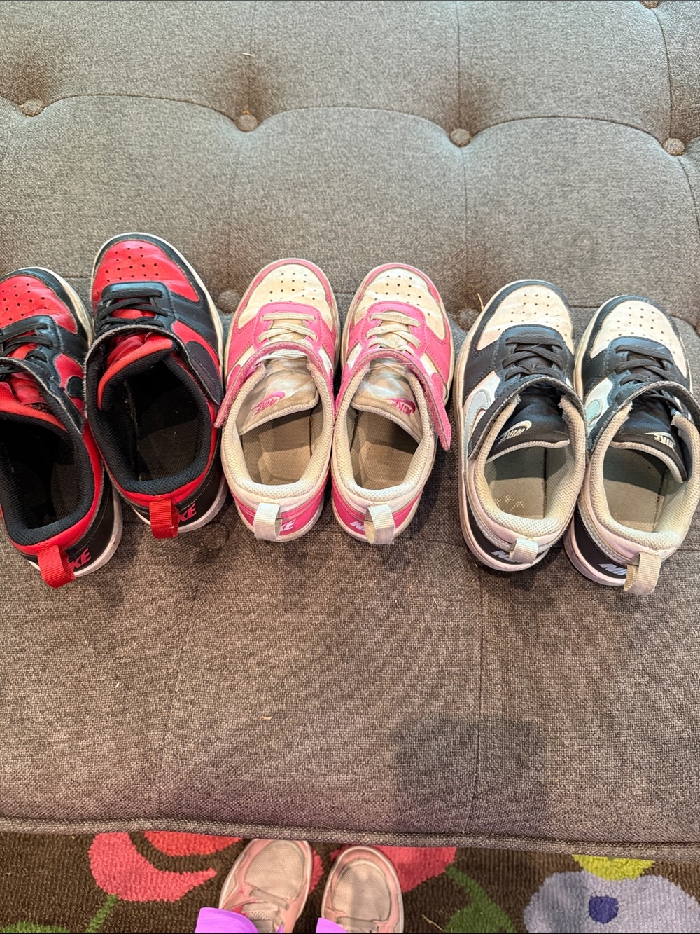 Nike Kids Sneakers in Red, Pink, and Black